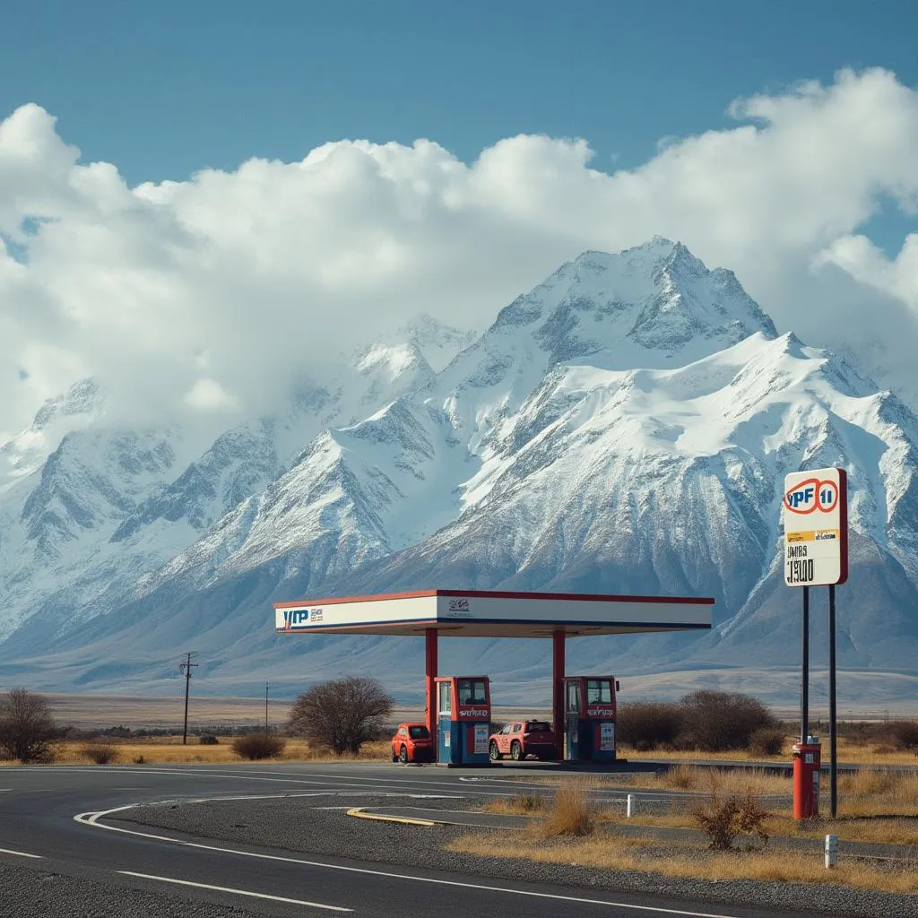 Estación YPF en ruta patagónica