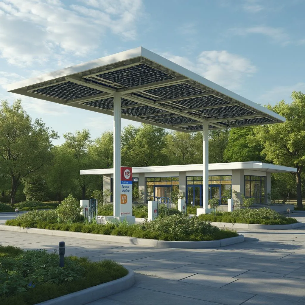 Estación YPF con paneles solares